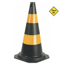 Cone Flexível Preto com Faixa Refletiva 75cm Plastcor