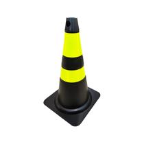 Cone Flexivel Refletivo 47cm Preto E Amarelo - Plastcor