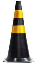 Cone Flexivel Refletivo 50cm Preto E Amarelo - Plastcor
