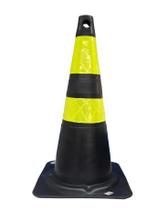 Cone Flexivel Refletivo 75cm Preto E Amarelo - Plastcor