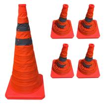 Cone Obra Flexivel Retratil Kit 4 Uni Dobravel Sinalizaçao Segurança Rodovia Estrada Emergencia Estacionamento Alerta