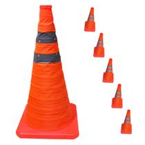 Cone Obra Kit 5 Uni Retratil Segurança Estrada Sinalizador Portatil Viario Dobravel Pratico Balizador Rodovia Guarda Cone Obra Kit 5 Uni Retratil Segurança Estrada Sinalizador Portatil Viario Dobravel Pratico Balizador Rodovia Guarda