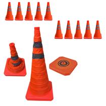 Cone Obra Retratil Estrada Kit 10 Uni Portatil Sinalizador Viario Dobravel Segurança Rodovia Guarda Pratico Balizador Cone Obra Retratil Estrada Kit 10 Uni Portatil Sinalizador Viario Dobravel Segurança Rodovia Guarda Pratico Balizador