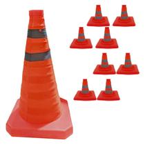 Cone Obra Retratil Estrada Kit 8 Uni Portatil Sinalizador Viario Dobravel Segurança Rodovia Guarda Pratico Balizador