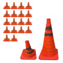Cone Obra Retratil Kit 18 Uni Segurança Estrada Sinalizador Portatil Viario Rodovia Guarda Dobravel Pratico Balizador Cone Obra Retratil Kit 18 Uni Segurança Estrada Sinalizador Portatil Viario Rodovia Guarda Dobravel Pratico Balizador