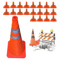 Cone Obra Retratil Kit 20 Uni Segurança Estrada Sinalizador Portatil Guarda Dobravel Pratico Viario Rodovia Balizador Cone Obra Retratil Kit 20 Uni Segurança Estrada Sinalizador Portatil Guarda Dobravel Pratico Viario Rodovia Balizador