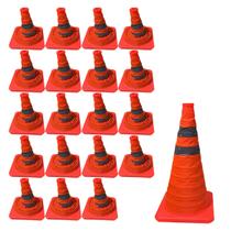 Cone Obra Retratil Kit 21 Uni Segurança Estrada Sinalizador Portatil Guarda Dobravel Pratico Viario Rodovia Balizador