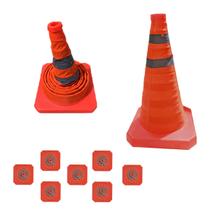 Cone Obra Retratil Kit 7 Uni Estrada Portatil Segurança Sinalizador Viario Dobravel Pratico Balizador Rodovia Guarda Cone Obra Retratil Kit 7 Uni Estrada Portatil Segurança Sinalizador Viario Dobravel Pratico Balizador Rodovia Guarda