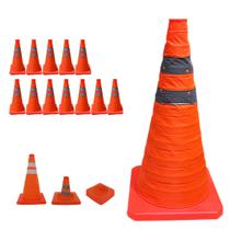 Cone Obra Retratil Segurança Kit 12 Uni Estrada Sinalizador Portatil ViarioBalizador Rodovia Guarda Dobravel Pratico