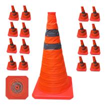 Cone Obra Segurança Retratil Kit 16 Uni Rodovia Sinalizaçao Estrada Rua Dobravel Flexivel Estacionamento Balizador Cone Obra Segurança Retratil Kit 16 Uni Rodovia Sinalizaçao Estrada Rua Dobravel Flexivel Estacionamento Balizador