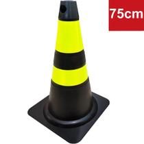 Cone para Sinalização e Segurança FIT Preto e Amarelo 75cm - PLASTCOR
