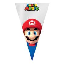 Cone Plástico Festa Super Mario Bros 17,5 x 29,5 cm 50 Uni Cromus - Inspire sua Festa Loja