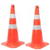 Cone plástico para sinalização 75 cm com 2 faixas RM-41 - MultiMarcas
