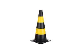Cone Plástico Preto e Amarelo 50cm - DeltaPlus