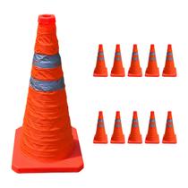 Cone Portatil Kit 10 Uni Retratil Sinalizador Obra Flexivel Baliza Rodovia Estrada Alerta Viario Segurança Dobravel Cone Portatil Kit 10 Uni Retratil Sinalizador Obra Flexivel Baliza Rodovia Estrada Alerta Viario Segurança Dobravel