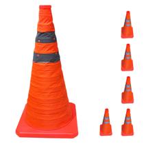 Cone Portatil Retratil Sinalizador Kit 5 Uni Alerta Viario Obra Flexivel Baliza Rodovia Estrada Segurança Dobravel Cone Portatil Retratil Sinalizador Kit 5 Uni Alerta Viario Obra Flexivel Baliza Rodovia Estrada Segurança Dobravel