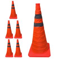 Cone Retratil Alerta Obra Kit 5 Estrada Sinalizador Portatil Dobravel Flexivel Rodovia Estacionamento Segurança Baliza