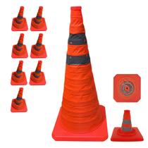 Cone Retratil Alerta Obra Kit 7 Uni Flexivel Sinalizaçao Dobravel Segurança Rodovia Estrada Emergencia Estacionamento