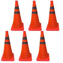 Cone Retratil Dobravel Kit 6 Uni Flexivel Alerta Obra Sinalizaçao Segurança Rodovia Estrada Emergencia Estacionamento Cone Retratil Dobravel Kit 6 Uni Flexivel Alerta Obra Sinalizaçao Segurança Rodovia Estrada Emergencia Estacionamento