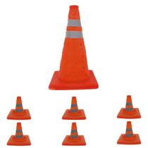 Cone Retratil Dobravel Kit 6 Uni Flexivel Segurança Rodovia Sinalizaçao Estrada Obra Estacionamento Rua Balizador Cone Retratil Dobravel Kit 6 Uni Flexivel Segurança Rodovia Sinalizaçao Estrada Obra Estacionamento Rua Balizador