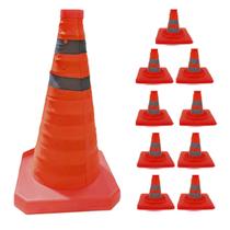 Cone Retratil Flexivel Estrada Kit 9 Uni Dobravel Sinalizaçao Alerta Obra Rodovia Segurança Emergencia Estacionamento Cone Retratil Flexivel Estrada Kit 9 Uni Dobravel Sinalizaçao Alerta Obra Rodovia Segurança Emergencia Estacionamento