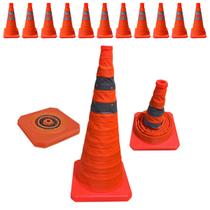 Cone Retratil Kit 11 Uni Sinalizaçao Portatil Dobravel Construçao Balizador Trafego Obra Estacionamento Segurança