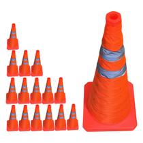 Cone Retratil Kit 15 Uni Sinalizaçao Portatil Obra Trafego Baliza Aviso Alerta Flexivel Dobravel Segurança Estrada Rua Cone Retratil Kit 15 Uni Sinalizaçao Portatil Obra Trafego Baliza Aviso Alerta Flexivel Dobravel Segurança Estrada Rua