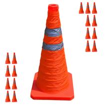 Cone Retratil Kit 17 Uni Sinalizaçao Portatil Construçao Balizador Trafego Obra Estacionamento Segurança Dobravel