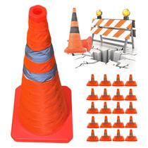 Cone Retratil Kit 20 Sinalizaçao Alerta Flexivel Aviso Seguranca Obra Baliza Estrada Rodovia Dobravel Portatil Cone Retratil Kit 20 Sinalizaçao Alerta Flexivel Aviso Seguranca Obra Baliza Estrada Rodovia Dobravel Portatil
