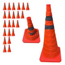 Cone Retratil Kit 22 Uni Refletivo Portatil Dobravel Sinalizaçao Estrada Trafego Obra Segurança Balizador Emergencia