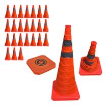 Cone Retratil Kit 24 Uni Sinalizador Viario Baliza Portatil Estrada Segurança Dobravel Obra Flexivel Rodovia Cone Retratil Kit 24 Uni Sinalizador Viario Baliza Portatil Estrada Segurança Dobravel Obra Flexivel Rodovia