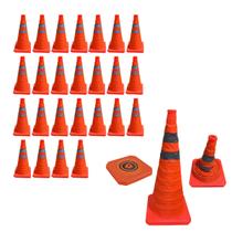 Cone Retratil Kit 25 Uni Sinalizador Viario Baliza Portatil Estrada Obra Flexivel Rodovia Segurança Dobravel Cone Retratil Kit 25 Uni Sinalizador Viario Baliza Portatil Estrada Obra Flexivel Rodovia Segurança Dobravel