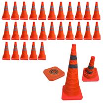 Cone Retratil Kit 26 Uni Refletivo Portatil Dobravel Sinalizaçao Estrada Trafego Obra Segurança Balizador Emergencia