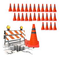 Cone Retratil Kit 27 Uni Refletivo Portatil Dobravel Sinalizaçao Estrada Trafego Obra Segurança Balizador Emergencia