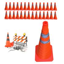 Cone Retratil Kit 28 Uni Flexivel Aviso Obra Baliza Estrada Rodovia Seguranca Sinalizaçao Alerta Dobravel Portatil