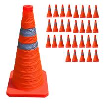 Cone Retratil Kit 29 Uni Portatil Obra Trafego Sinalizador Segurança Dobravel Estacionamento Estrada Rodovia Balizador