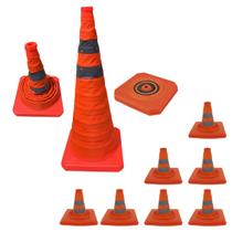 Cone Retratil Kit 7 Uni Rua Transito Portatil Rodovia Sinalizaçao Estrada Dobravel Obra Balizador Segurança Alerta