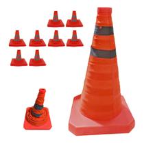 Cone Retratil Kit 8 Uni Sinalizaçao Portatil Dobravel Estrada Rodovia Balizador Flexivo Obra Segurança Emergencia