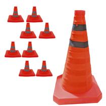 Cone Retratil Kit 8 Uni Viario Baliza Sinalizador Portatil Estrada Segurança Dobravel Obra Flexivel Rodovia Cone Retratil Kit 8 Uni Viario Baliza Sinalizador Portatil Estrada Segurança Dobravel Obra Flexivel Rodovia