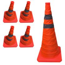 Cone Retratil Obra Baliza Kit 4 Estrada Sinalizador Portatil Dobravel Flexivel Rodovia Estacionamento Segurança Viario Cone Retratil Obra Baliza Kit 4 Estrada Sinalizador Portatil Dobravel Flexivel Rodovia Estacionamento Segurança Viario