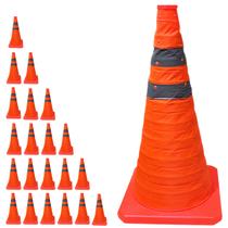 Cone Retratil Portatil Kit 21 Uni Sinalizador Obra Trafego Segurança Dobravel Estacionamento Estrada Rodovia Balizador Cone Retratil Portatil Kit 21 Uni Sinalizador Obra Trafego Segurança Dobravel Estacionamento Estrada Rodovia Balizador
