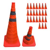 Cone Retratil Refletivo Kit 24 Uni Portatil Dobravel Sinalizaçao Estrada Trafego Obra Segurança Balizador Emergencia
