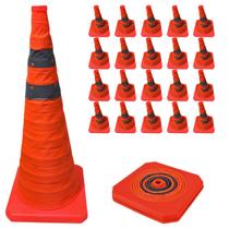 Cone Retratil Refletivo Portatil Kit 20 Uni Dobravel Sinalizaçao Estrada Trafego Obra Segurança Emergencia Balizador Rua