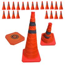 Cone Retratil Refletivo Portatil Kit 21 Uni Dobravel Sinalizaçao Estrada Trafego Obra Segurança Balizador Emergencia