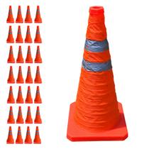 Cone Retratil Rodovia Kit 28 Uni Guarda Segurança Baliza Dobravel Sinalizador Estrada Estacionamento Aviso Alerta Viario