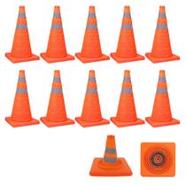 Cone Retratil Sinalizaçao Kit 10 Uni Portatil Dobravel Flexivel Seguranca Obra Baliza Estrada Trafego Rodovia