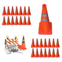 Cone Retratil Sinalizaçao Kit 28 Uni Portatil Dobravel Estrada Rodovia Emergencia Flexivo Obra Balizador Segurança