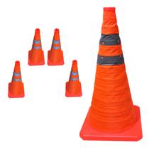 Cone Retratil Sinalizaçao Kit 4 Uni Portatil Flexivel Dobravel Obra Trafego Baliza Estacionamento Segurança Estrada Cone Retratil Sinalizaçao Kit 4 Uni Portatil Flexivel Dobravel Obra Trafego Baliza Estacionamento Segurança Estrada