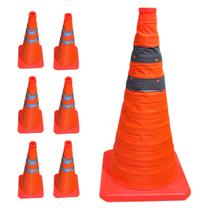 Cone Retratil Sinalizaçao Kit 6 Uni Portatil Dobravel Estrada Rodovia Balizador Flexivo Obra Segurança Emergencia