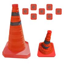 Cone Retratil Sinalizaçao Portatil Kit 7 Uni Flexivel Obra Trafego Baliza Dobravel Estacionamento Segurança Estrada